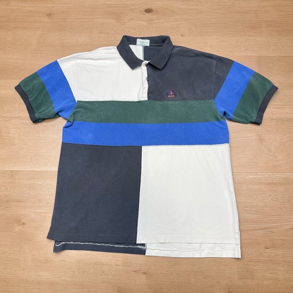 Izod Other - Vintage Izod Colorblock Polo Shirt Mens XL Short Sleeve Cotton Pique Multi-Color